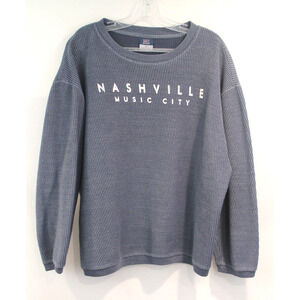 MV Sport Sweatshirt Nashville Music City Unisex size XL Bluish Gray Rib Pullover
